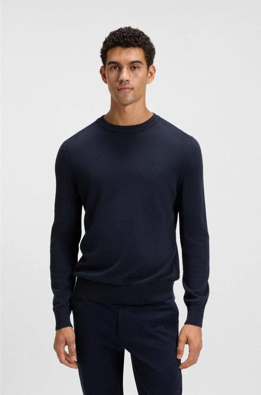 KNITTED-COTTON SWEATER WITH EMBROIDERED LOGO