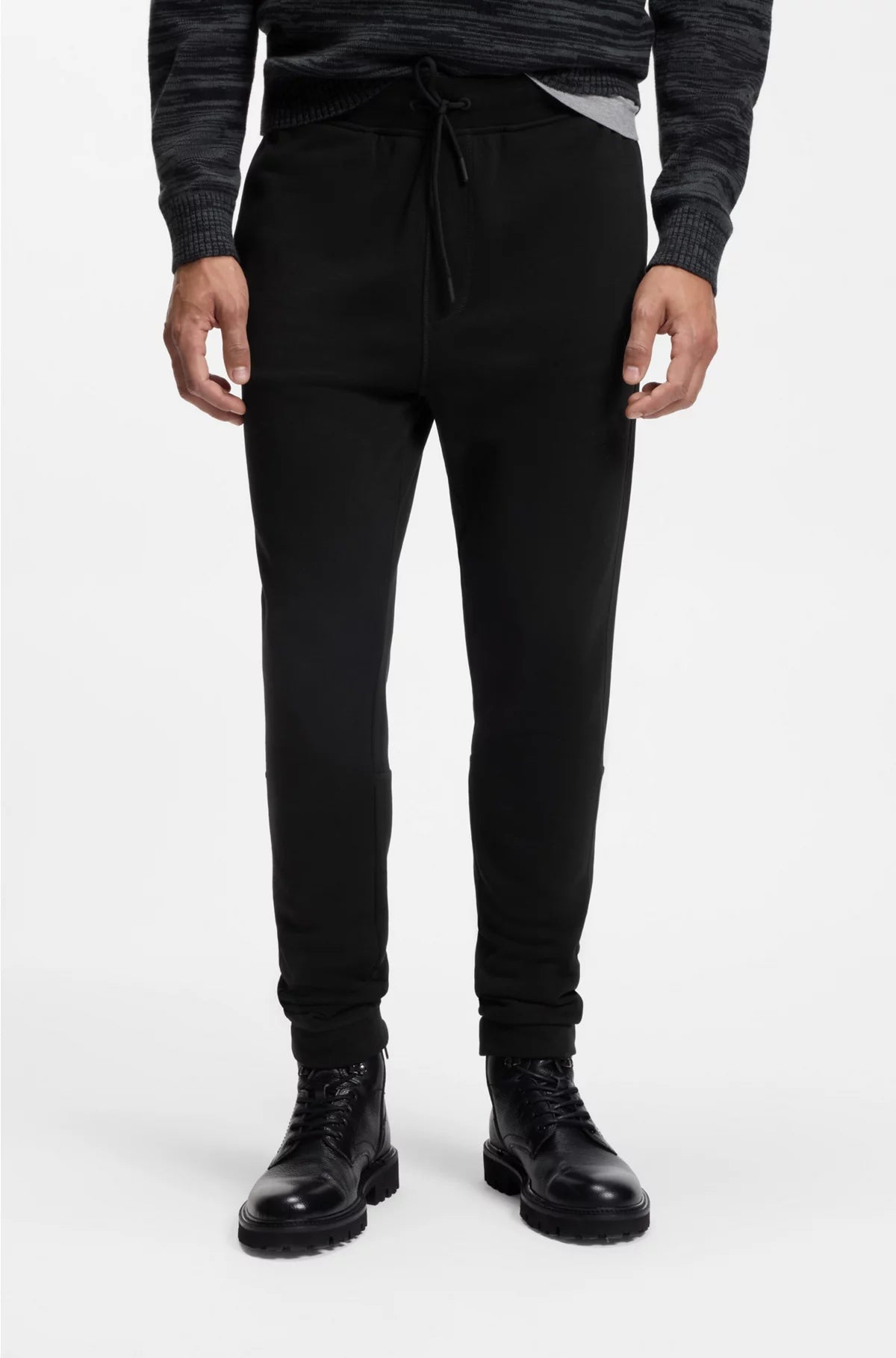 COTTON-TERRY TRACKSUIT BOTTOMS WITH LOGO PATCH