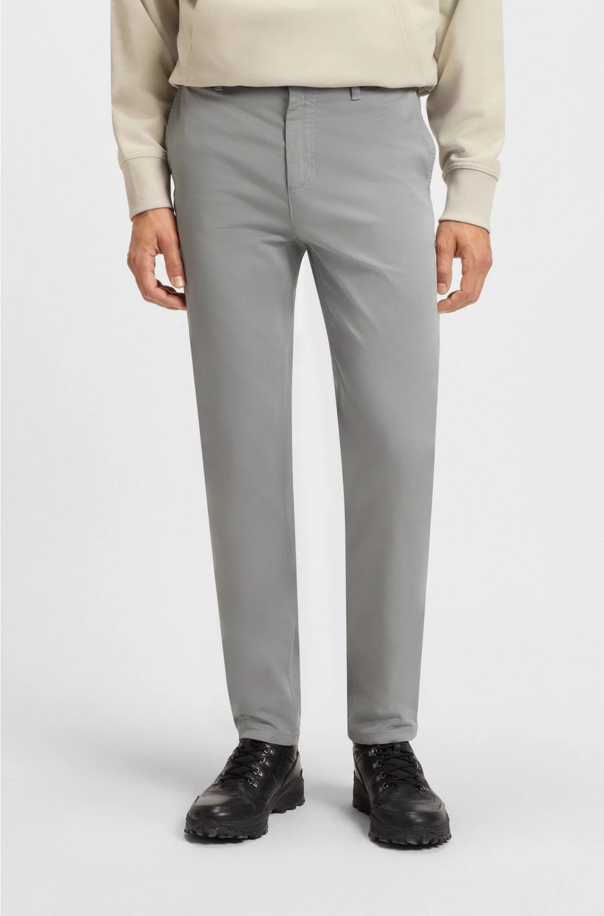 TAPERED-FIT CHINOS IN STRETCH-COTTON SATIN