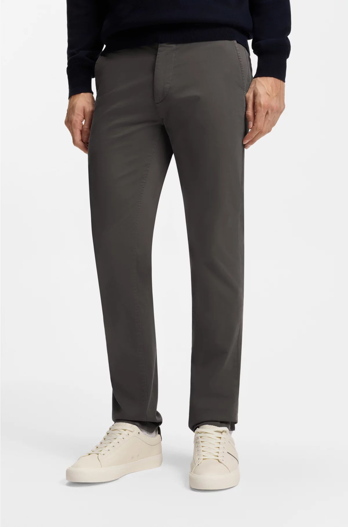 SLIM-FIT TROUSERS IN STRETCH-COTTON SATIN