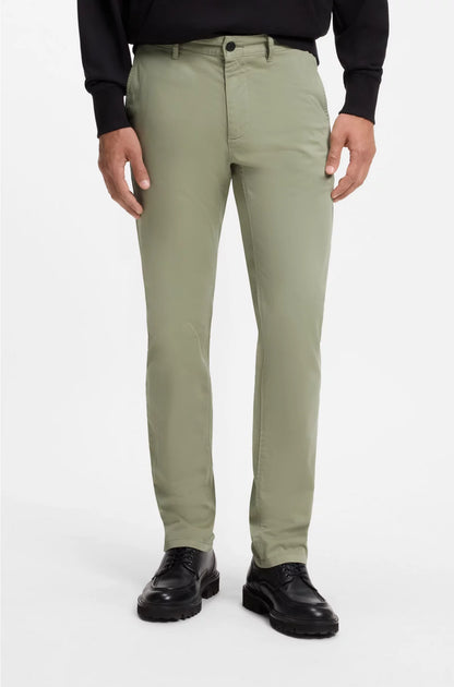 SLIM-FIT TROUSERS IN STRETCH-COTTON SATIN