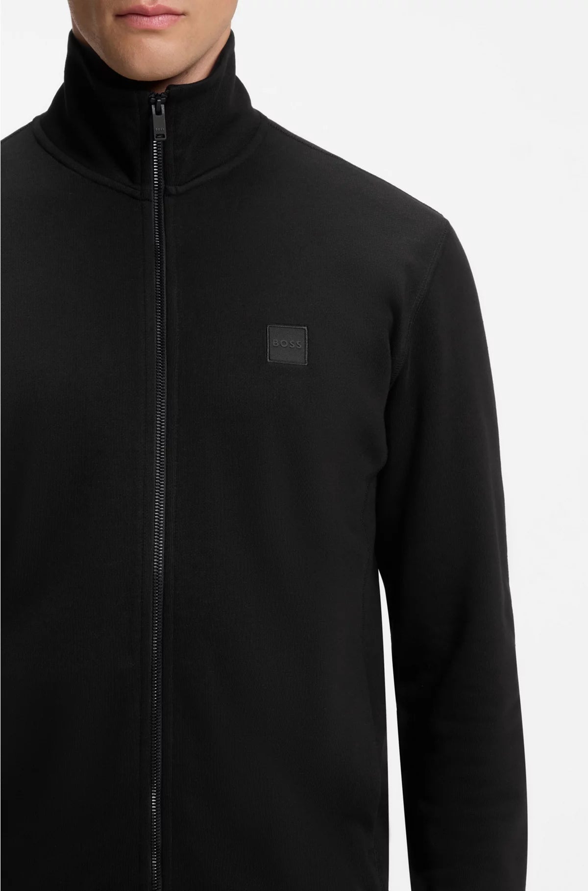 ZIP-UP JACKET IN COTTON TERRY WITH LOGO BADGE