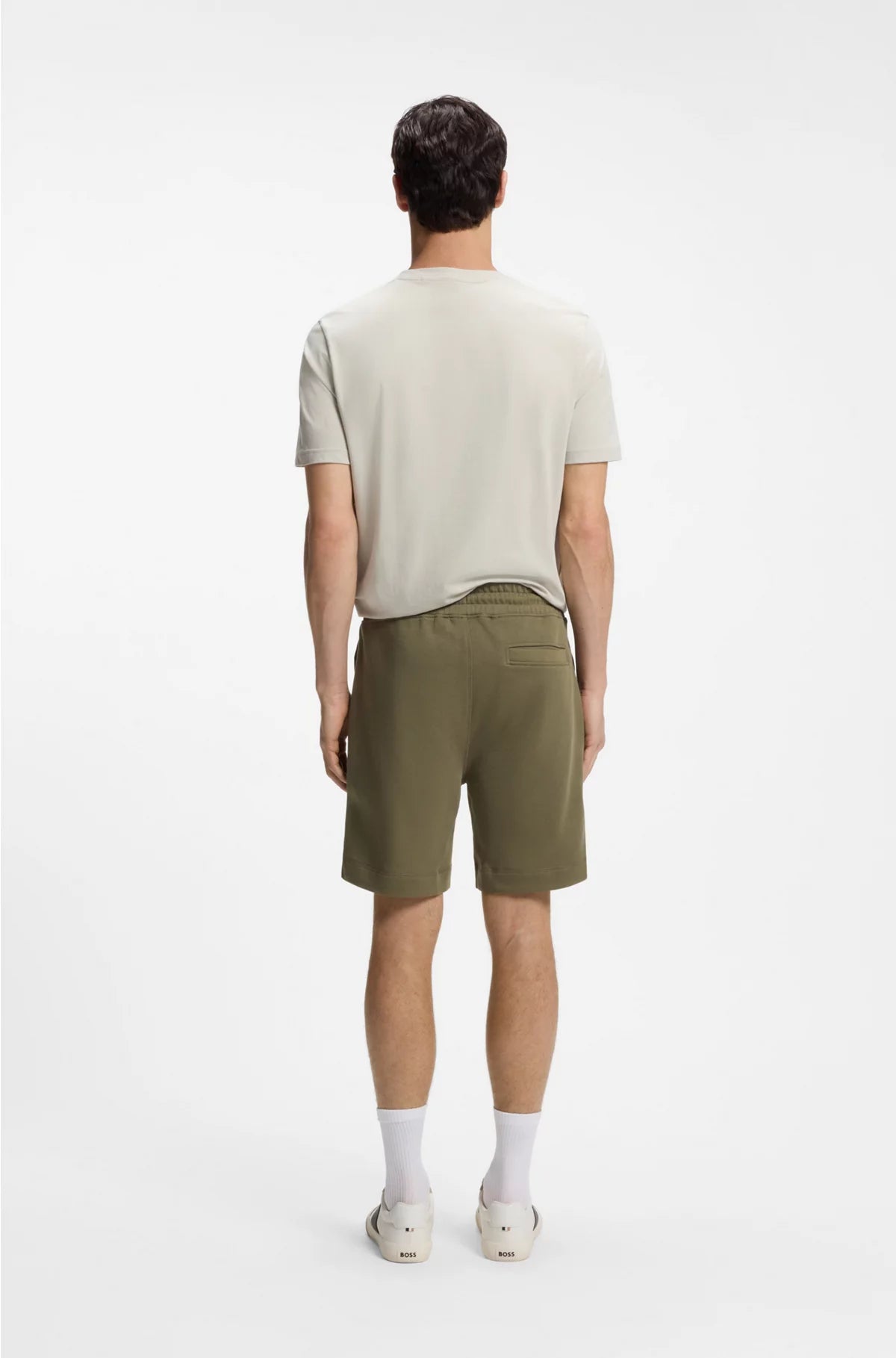 DRAWSTRING SHORTS IN COTTON TERRY WITH LOGO BADGE
