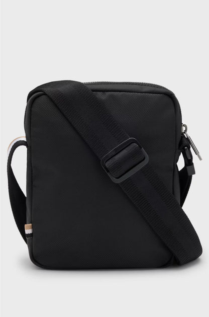 CROSSBODY BAG WITH CONTRAST LOGO AND SIGNATURE-STRIPE STRAP