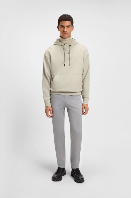 FLEECE HOODIE IN COTTON TERRY WITH CONTRAST LOGO