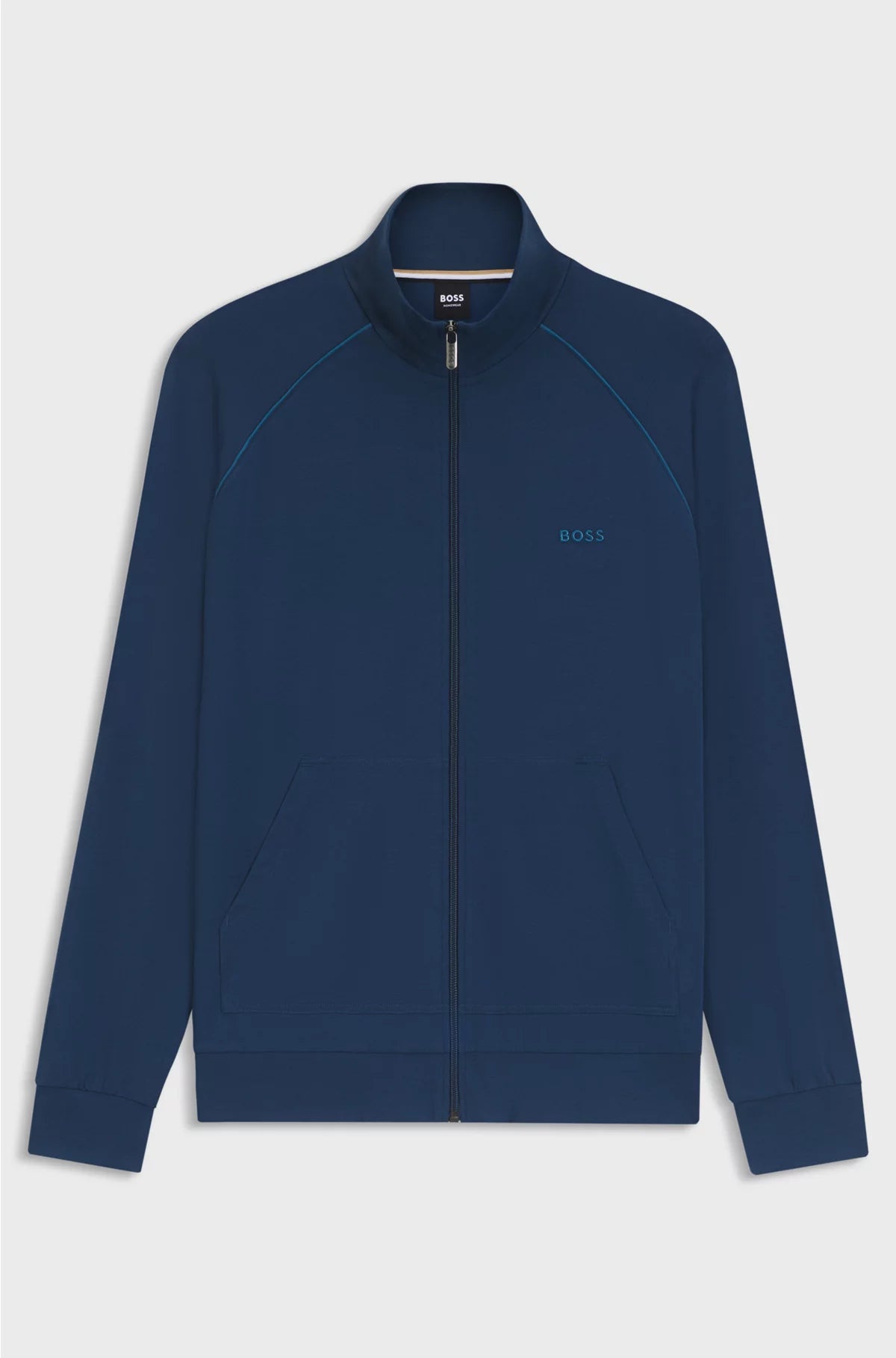 STRETCH-COTTON JACKET WITH PIPING AND LOGO