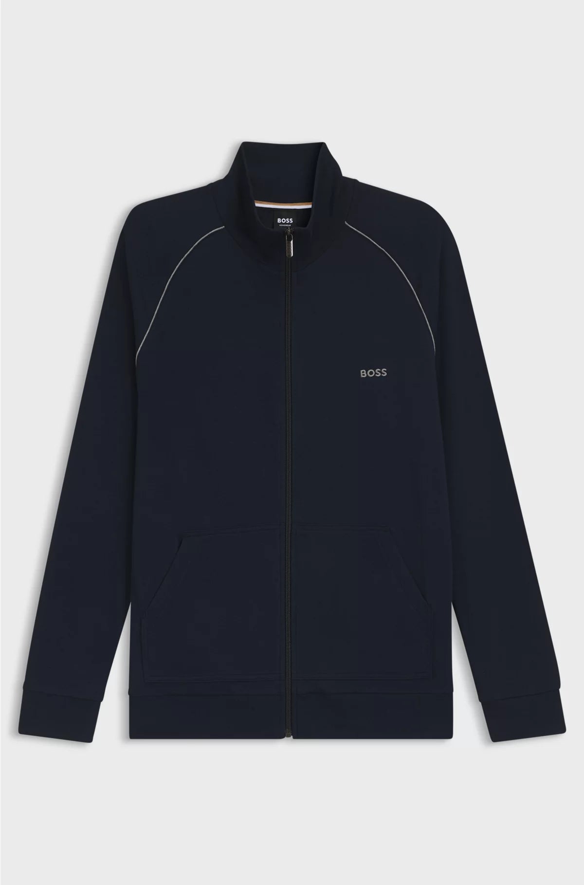 ZIP-UP JACKET IN STRETCH COTTON WITH EMBROIDERED LOGO