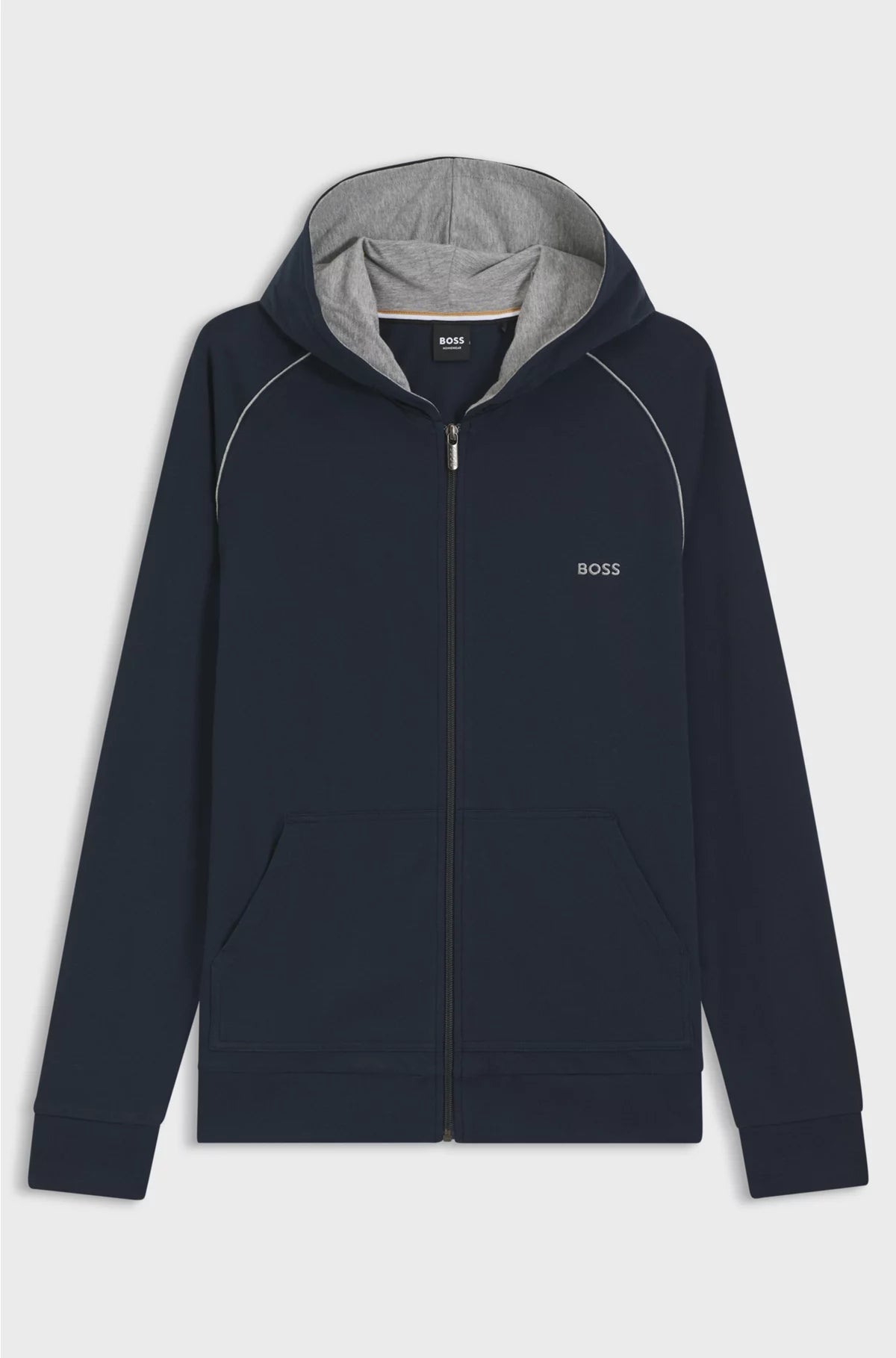 ZIP-UP HOODIE IN STRETCH COTTON WITH EMBROIDERED LOGO