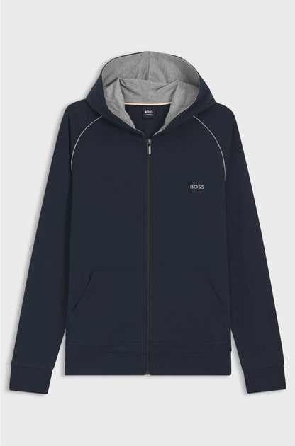 ZIP-UP HOODIE IN STRETCH COTTON WITH EMBROIDERED LOGO