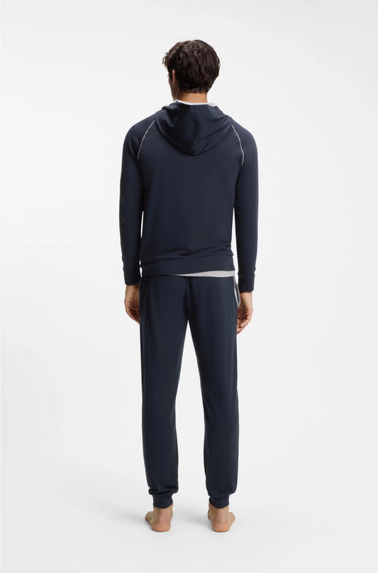 ZIP-UP HOODIE IN STRETCH COTTON WITH EMBROIDERED LOGO