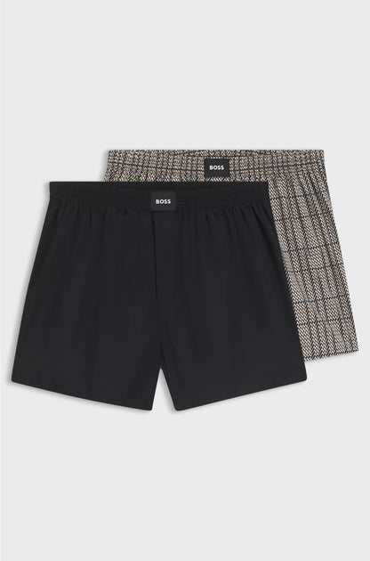 TWO-PACK OF COTTON-POPLIN PYJAMA SHORTS WITH LOGOS