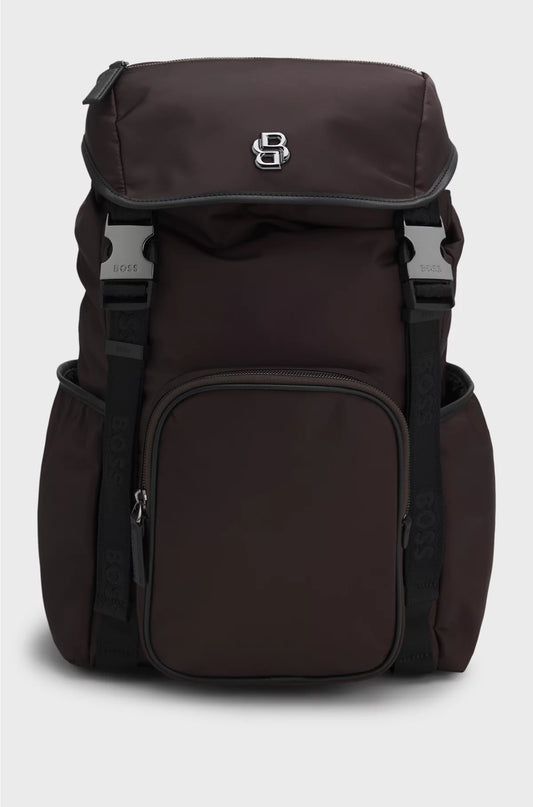 TWILL BACKPACK WITH DOUBLE B MONOGRAM