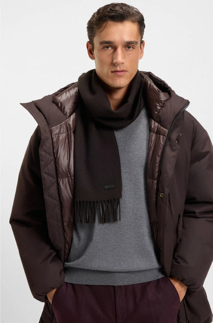 ITALIAN-MADE SCARF IN WOOL WITH LOGO PATCH