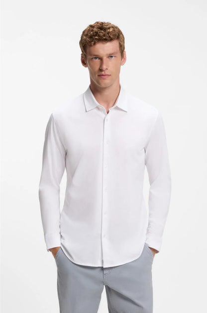 SLIM-FIT SHIRT IN MELANGE COTTON PIQUE