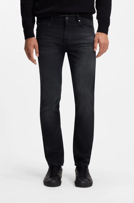 DELAWARE SLIM-FIT JEANS IN BLACK SUPER-SOFT ITALIAN DENIM