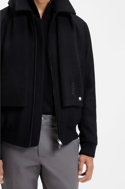 RIBBED SCARF IN A COTTON BLEND WITH LOGO EMBROIDERY