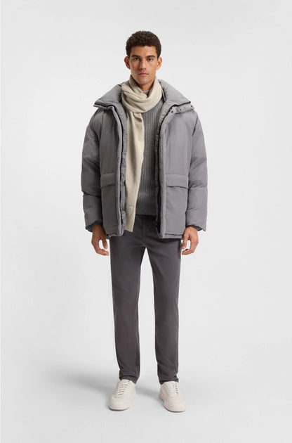 RIBBED-HEM PLAIN-KNIT SCARF WITH WOVEN LOGO BADGE