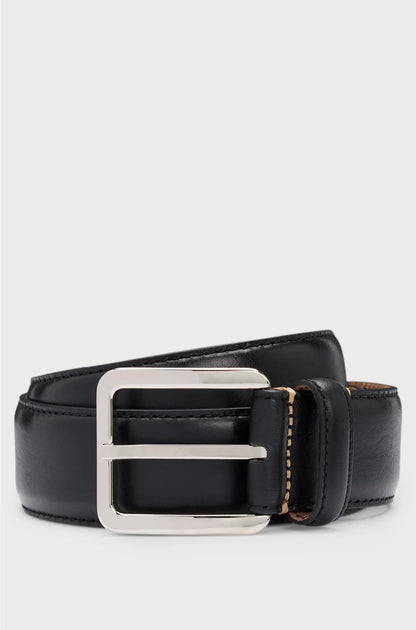 ITALIAN-LEATHER BELT WITH CONTRAST STITCHING