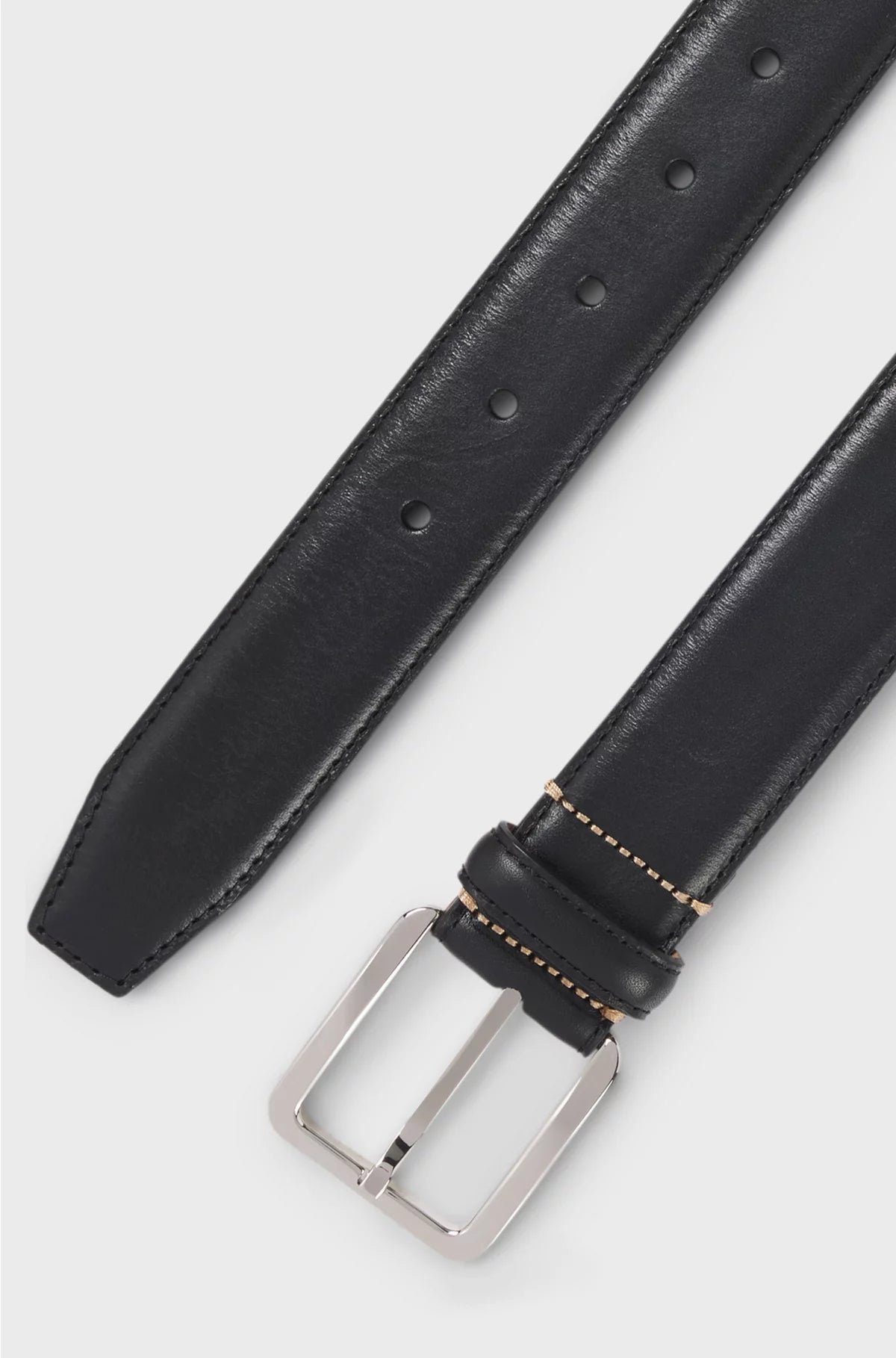 ITALIAN-LEATHER BELT WITH CONTRAST STITCHING