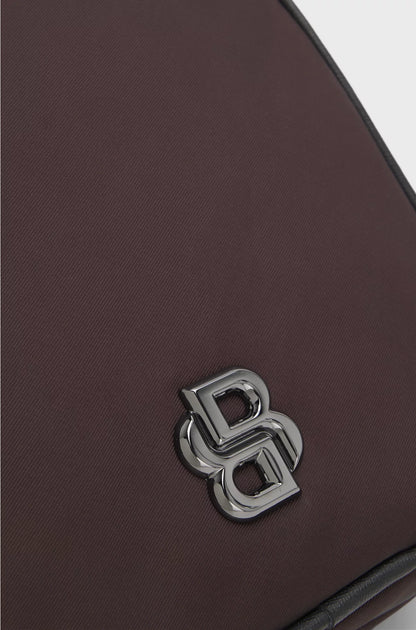 TWILL REPORTER BAG WITH DOUBLE B MONOGRAM