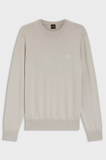COTTON-CASHMERE SWEATER WITH LOGO LABEL