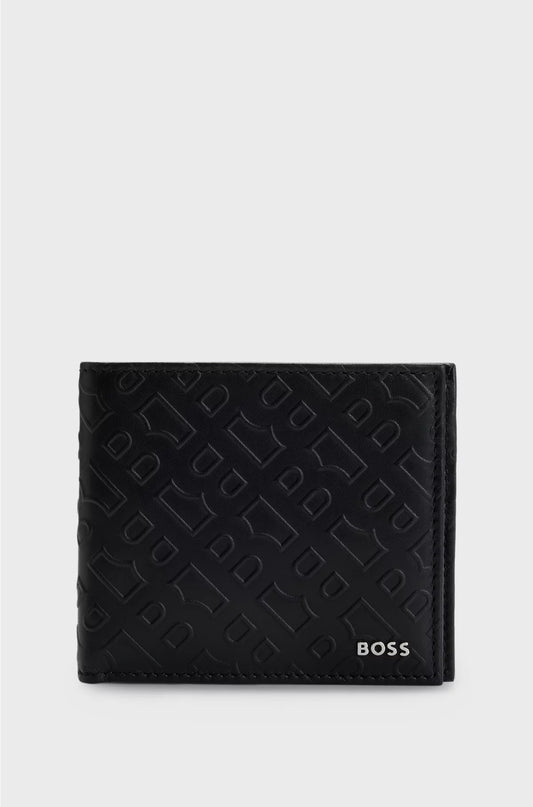MONOGRAM-EMBOSSED LEATHER WALLET AND CARD HOLDER GIFT SET