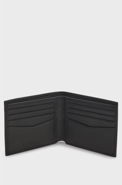 GRAINED-LEATHER BILLFOLD WALLET WITH METAL LOGO