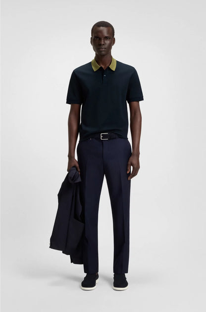 MERCERISED-COTTON SLIM-FIT POLO SHIRT WITH COLLAR STRIPE
