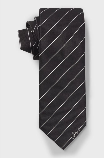 SILK-JACQUARD TIE WITH DIAGONAL STRIPES
