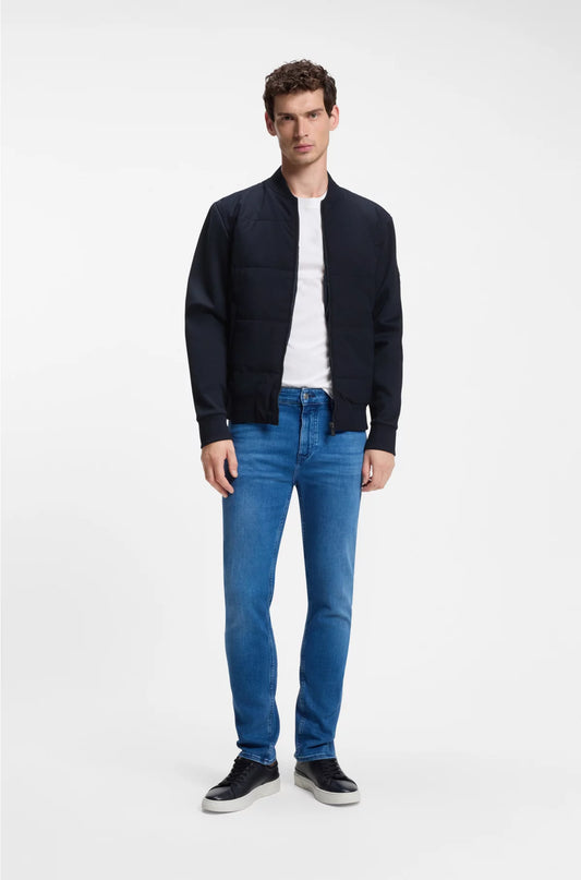 COTTON-BLEND ZIP-UP SWEATSHIRT WITH PADDED FRONT
