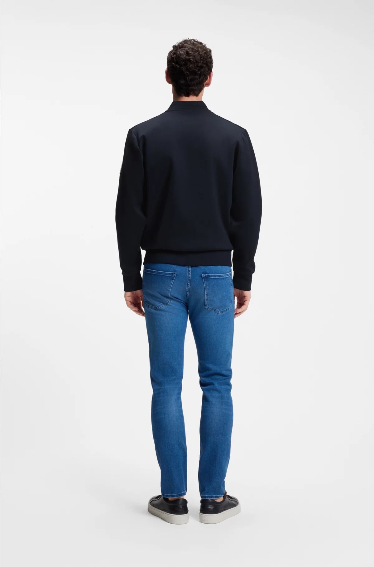 COTTON-BLEND ZIP-UP SWEATSHIRT WITH PADDED FRONT