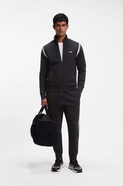 STRETCH-COTTON REGULAR-FIT TRACKSUIT SET WITH STRIPE INSERTS
