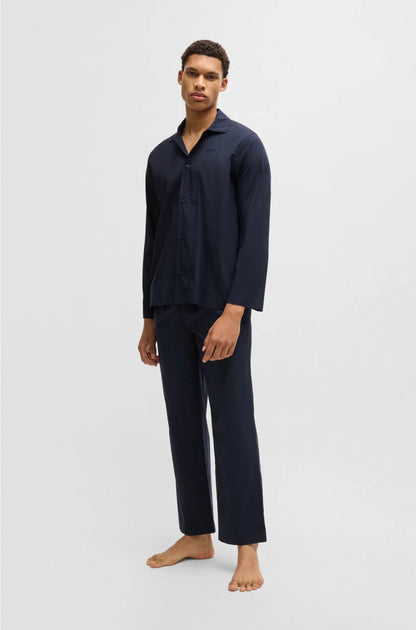 TWO-PIECE POPLIN PYJAMA SET WITH EMBROIDERED BRANDING