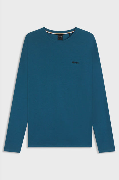 WAFFLE-STRUCTURED PYJAMA T-SHIRT IN A COTTON BLEND
