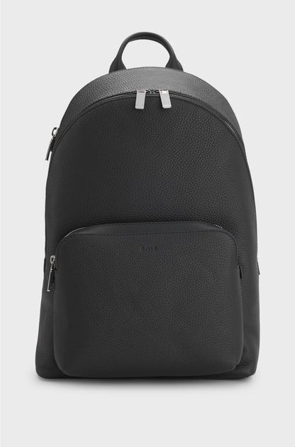 GRAINED ITALIAN-LEATHER BACKPACK WITH EMBOSSED LOGO