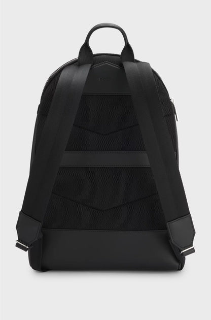 GRAINED ITALIAN-LEATHER BACKPACK WITH EMBOSSED LOGO