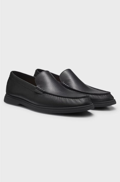 TUMBLED-LEATHER MOCCASINS WITH LOGO DETAIL