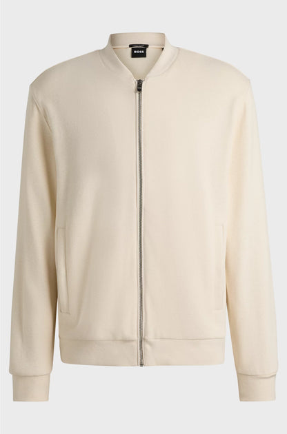 ZIP-UP SWEATSHIRT IN COTTON-LINEN PIQUE