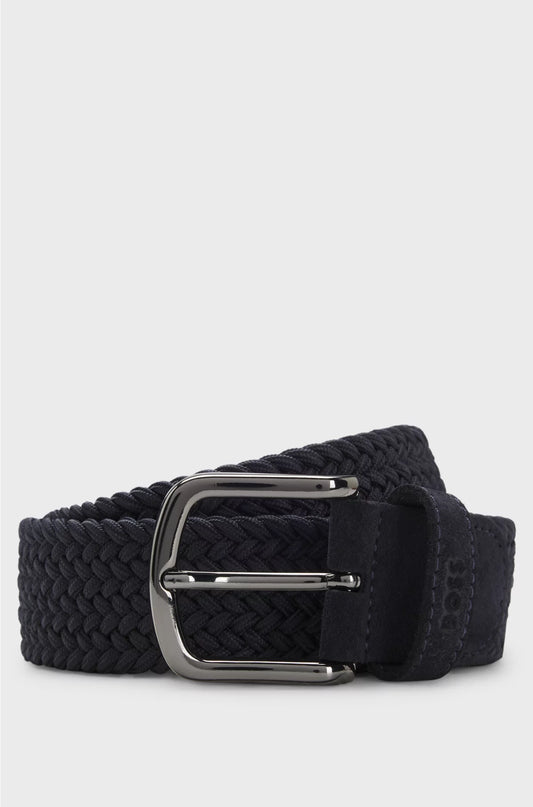 WOVEN BELT WITH LEATHER TRIMS