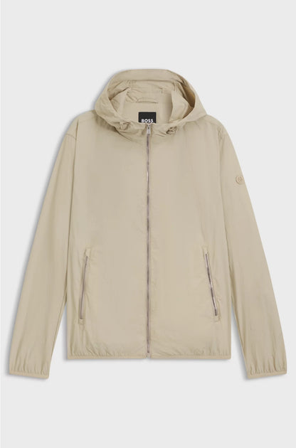 WATER-REPELLENT JACKET IN CRINKLE FABRIC WITH ADJUSTABLE HOOD