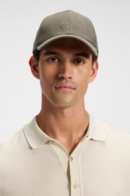 LINEN CAP WITH EMBROIDERED LOGO