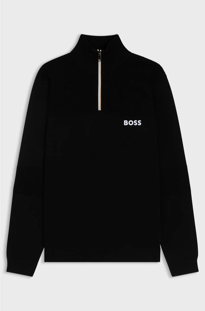 WATER-REPELLENT COTTON-BLEND SWEATER WITH ZIP NECK