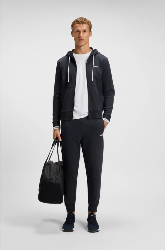 COTTON-BLEND TRACKSUIT BOTTOMS WITH STRIPED TRIMS