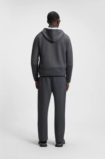 REGULAR-FIT ZIP-UP HOODIE IN QUILTED JACQUARD