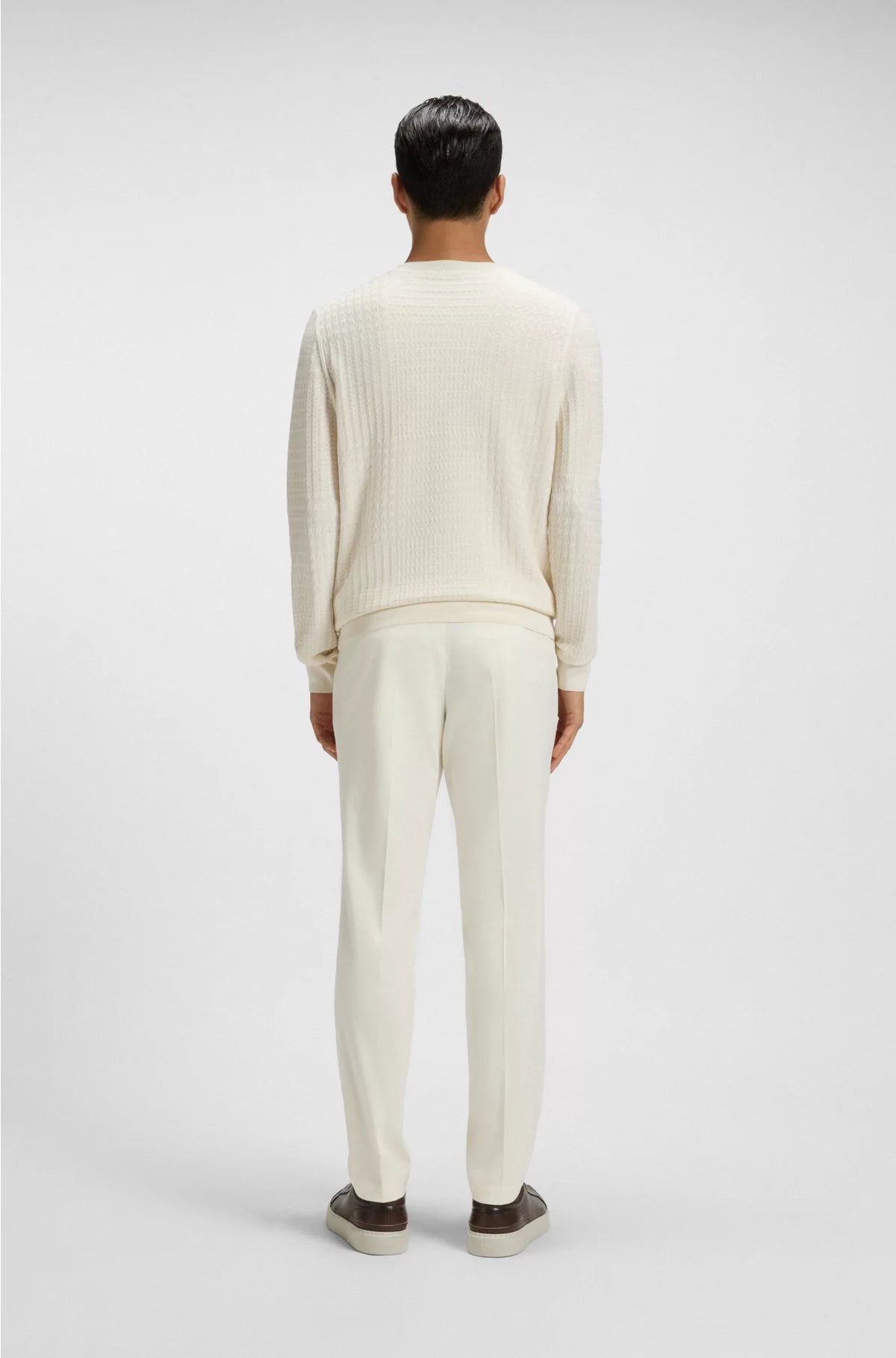 SILK SWEATER WITH PRINCE OF WALES CHECK STRUCTURE
