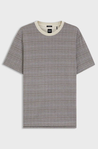 MERCERISED-COTTON T-SHIRT WITH GRID PATTERN