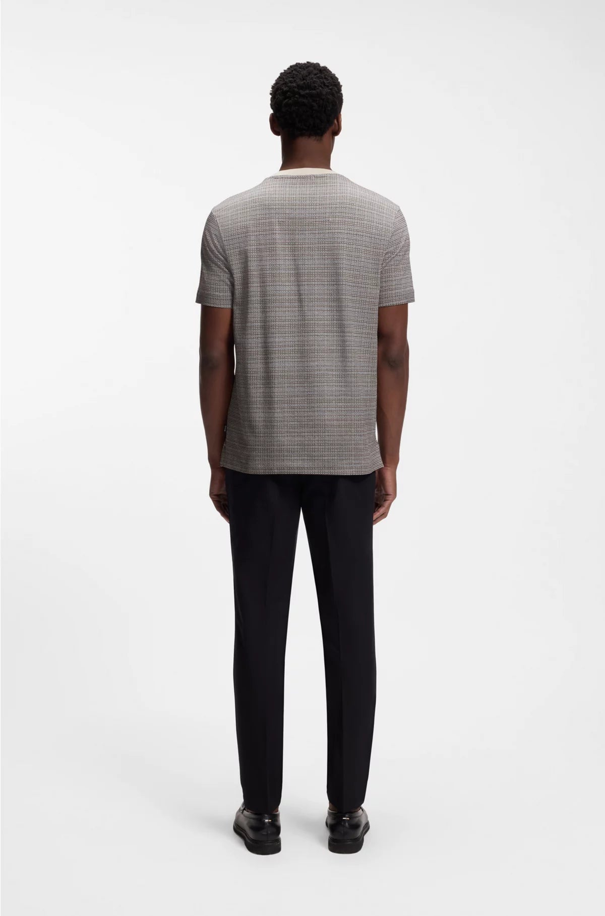 MERCERISED-COTTON T-SHIRT WITH GRID PATTERN