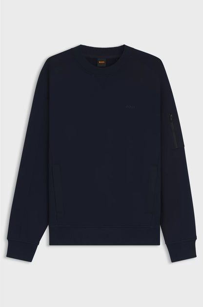 COTTON-BLEND SWEATSHIRT WITH ZIPPED SLEEVE POCKET