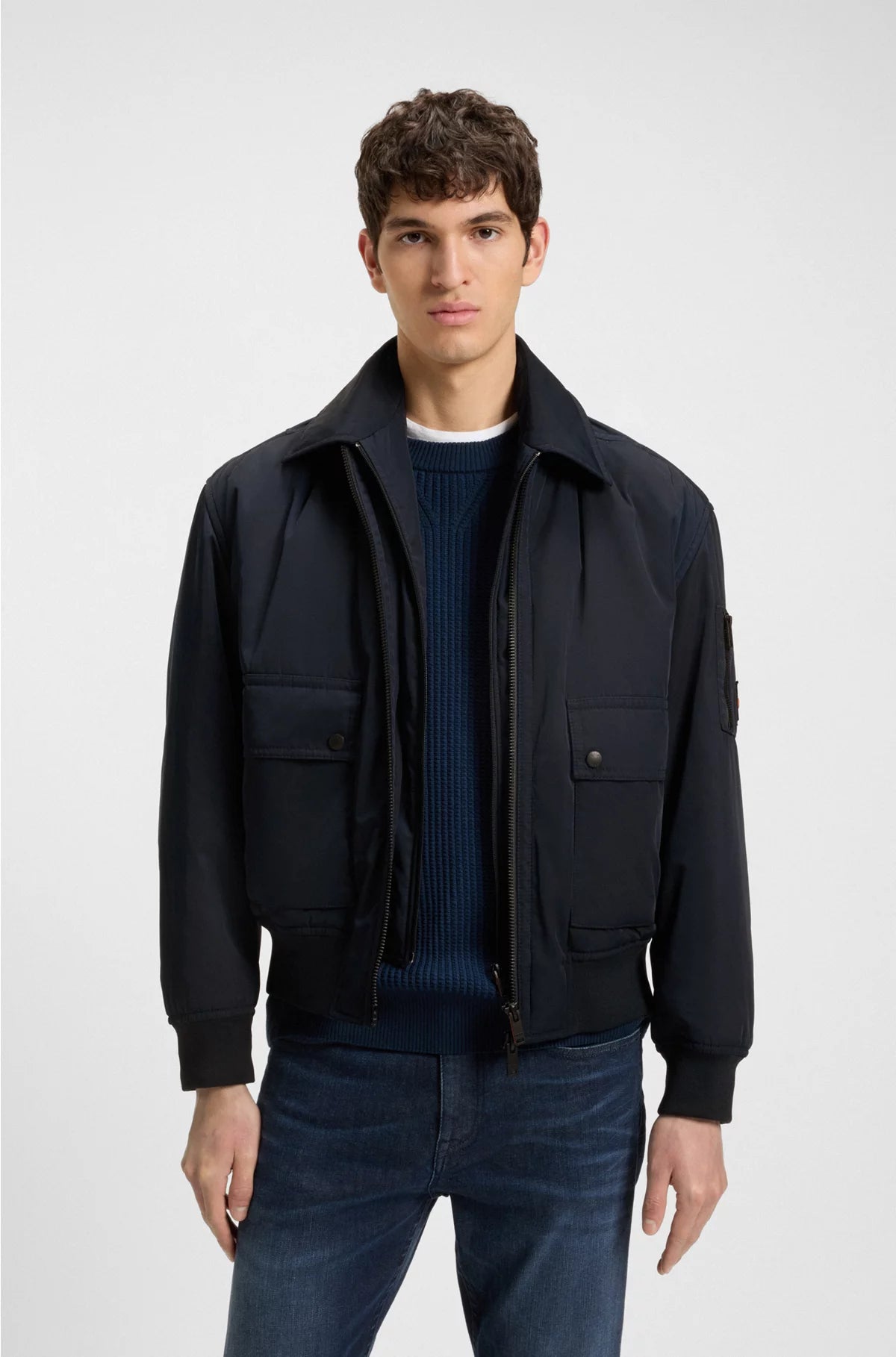 WATER-REPELLENT BOMBER JACKET WITH DETACHABLE LINER