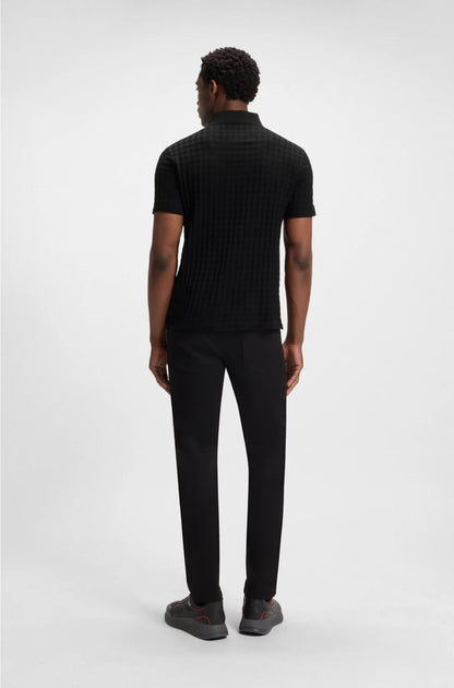 POLO SHIRT IN HOUNDSTOOTH-JACQUARD MERCERISED COTTON